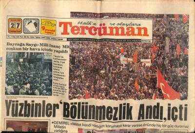Tercüman Gazetesi 27 Mayıs 1978 - Yüzbinler Bölünmezlik Andı İçti GZ54547 - 1