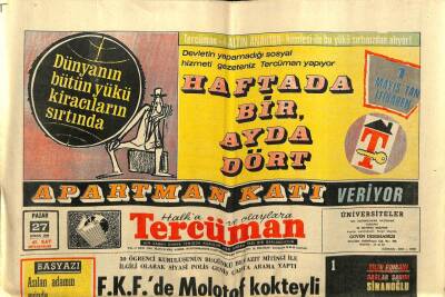 Tercüman Gazetesi 27 Nisan 1969 - F.K.Fde Molotof Kokteyli Ve Patlayıcı Madde Bulundu GZ54785 - 1
