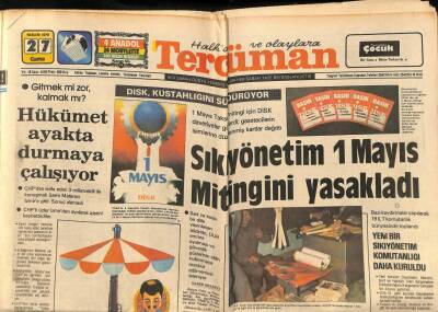 Tercüman Gazetesi 27 Nisan 1979 -Sıkıyönetim 1 Mayıs Mitingini Yasakladı GZ79344 - 1
