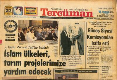 Tercüman Gazetesi 27 Ocak 1981 - Güneş Siyasi Komisyondan İstifa Etti - 3.İslam Zirvesi Taifde Başladı GZ127416 - 1