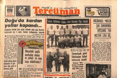 Tercüman Gazetesi 27 Ocak 1989 - Doğuda Kardan Yollar Kapandı. - 1600 Mahkum Yeni Cezaevine Nakledildi. GZ123667 - 1