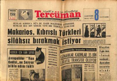Tercüman Gazetesi 27 Şubat 1964 - Makarios ,Kıbrıslı Türkleri Silahsız Bırakmak İstiyor GZ77516 - 1