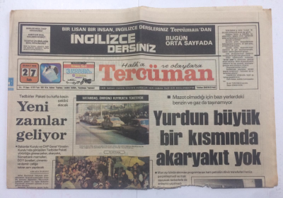 Tercüman Gazetesi 27 Şubat 1979 - Yurdun Büyük Bir Kısmında Akaryakıt Yok - GZ15184 - 1