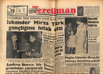 Tercüman Gazetesi 27 Temmuz 1956 - Andrea Dorya Battı, Adnan Menderes Kabilde GZ53982 - 1