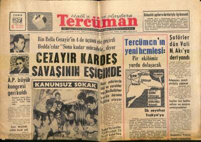 Tercüman Gazetesi 27 Temmuz 1962 - Cezayir Kardeş Savaşının Eşiğinde - Jayne Mansfield Galada Dayak Yedi GZ118879 - 1
