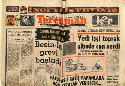 Tercüman Gazetesi 28 Ağustos 1970 - Besin - İş Grevi Başladı GZ65433 - 1