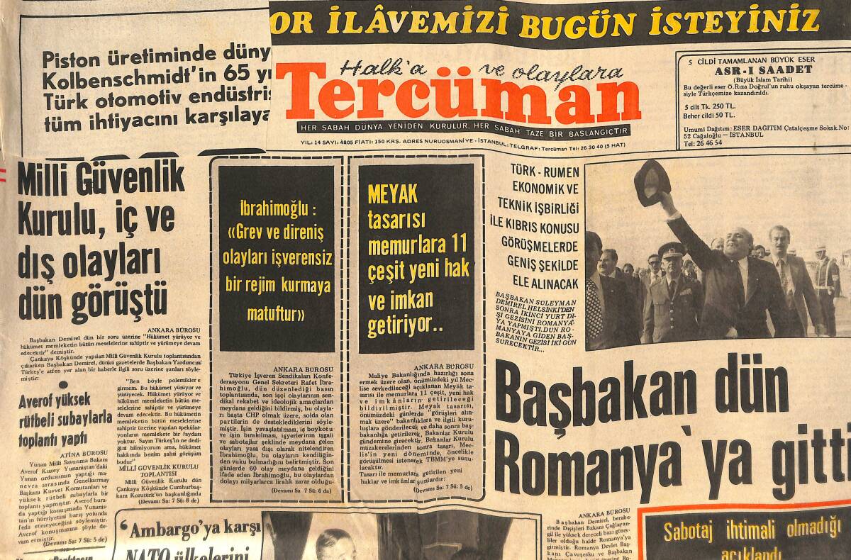 Tercüman Gazetesi 28 Ağustos 1975 - Başbakan Dün Romanya'ya Gitti - Bükreş Nire ? Giresun Nire ? GZ134003 - 1