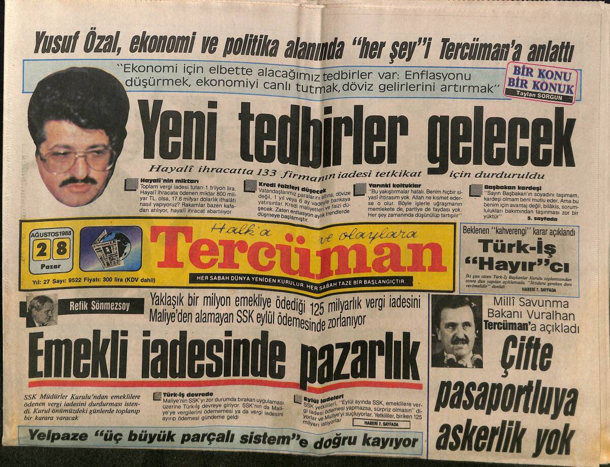 Tercüman Gazetesi 28 Ağustos 1988 - Gürsel'in Mezarı Da Boşaltıldı - Fener'de Çamlıca Sefası GZ150195 - 1