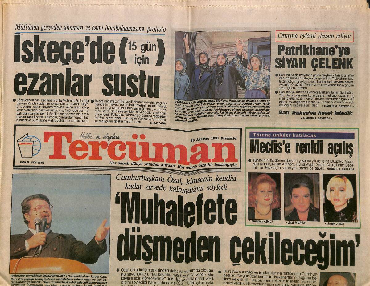 Tercüman Gazetesi 28 Ağustos 1991 - Şebnem Kısaparmak Mutluluğu Seçti - Yeltsin , Tek Adam GZ150267 - 1