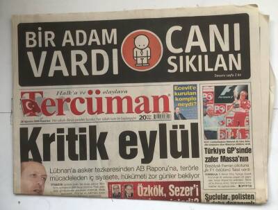 Tercüman Gazetesi 28 Ağustos 2006 - ABD Uçağı Yere Çakıldı 49 Kişi Öldü GZ5947 - 2