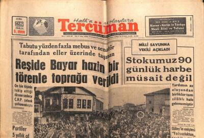 Tercüman Gazetesi 28 Aralık 1962 - Reşide Bayar Hazin Bir Törenle Toprağa Verildi GZ55144 - 1