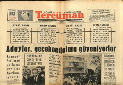 Tercüman Gazetesi 28 Ekim 1963 - 250 Yataklı Esnaf Hastanesi Açıldı - Adaylar , Gecekondulara Güveniyorlar GZ123453 - 1
