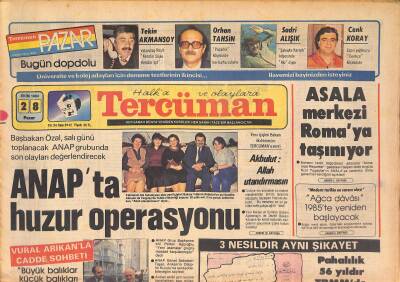 Tercüman Gazetesi 28 Ekim 1984 - Asala Merkezi Romaya Taşınıyor - ANAPta Huzur Operasyonu - Türkan Şoray Taburcu Edildi GZ127085 - 1