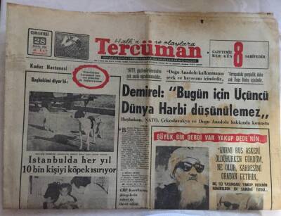 Tercüman Gazetesi 28 Eylül 1968 -Demirel Bugün İçin Üçüncü Dünya Harbi Düşünülemez GZ6344 - 1