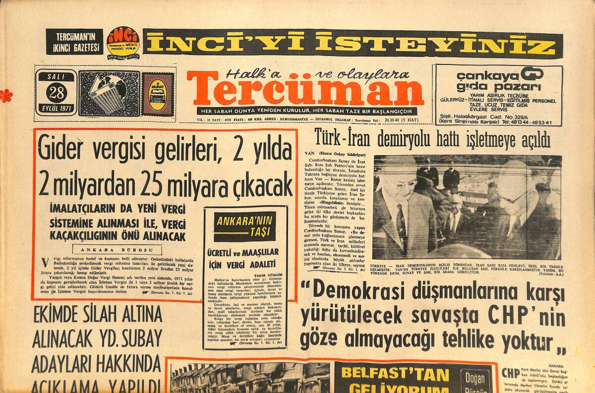 Tercüman Gazetesi 28 Eylül 1971 - Margarin Ve Sıvı Yağların Yeni Fiatları İlân Edildi - Fenerbahçe Peşte'ye Gitti GZ145513 - 1