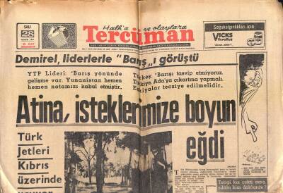 Tercüman Gazetesi 28 Kasım 1967 - Atina , İsteklerimize Boyun Eğdi - Maksim Gazinosuna 331 Bin Lira Ceza Yazıldı GZ118924 - 1