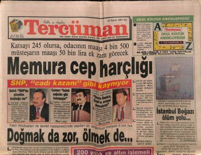 Tercüman Gazetesi 28 Kasım 1989 - İstanbul Boğazı Ölüm Yolu GZ83283 - 1
