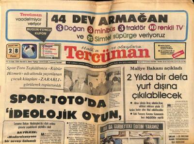 Tercüman Gazetesi 28 Mart 1982 - Spor Totoda İdeolojik Oyun, Rum Ortodoks Kiliselerinin Mal Varlığı İçin Valiliğe Talimat Verildi GZ54263 - 1