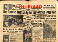 Tercüman Gazetesi 28 Mayıs 1958 - De Gaulle Fransada Bir Hükümet Kuruyor GZ65853 - 1