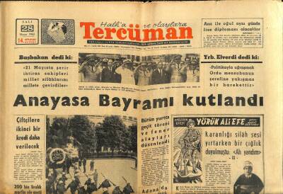 Tercüman Gazetesi 28 Mayıs 1963 - Anayasa Bayramı Kutlandı - Güreş Yüzünden Bir Erimiz Öldü GZ123397 - 1