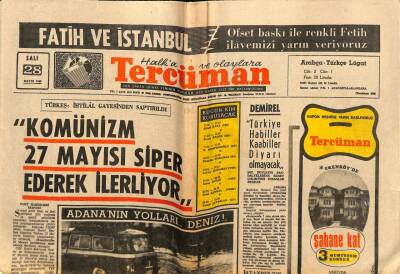 Tercüman Gazetesi 28 Mayıs 1968 - Komünizm 27 Mayısı Siper Ederek İlerliyor GZ70737 - 2