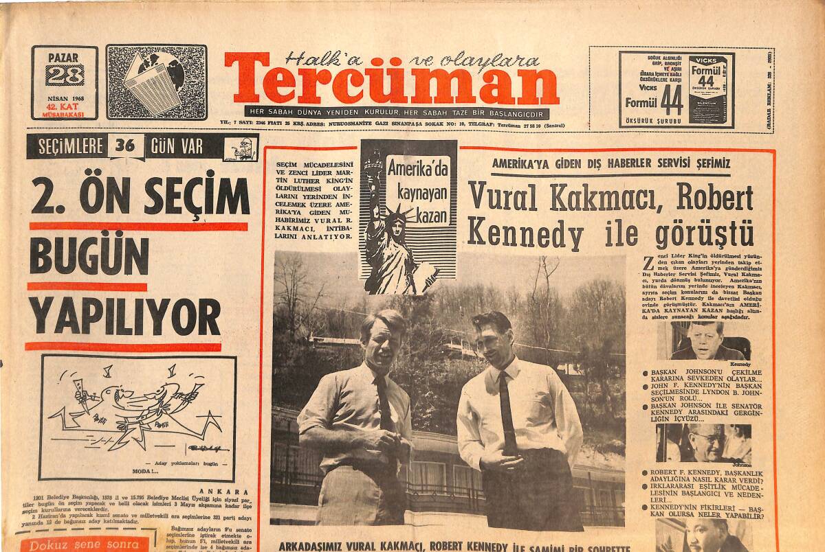 Tercüman Gazetesi 28 Nisan 1968 - İlahiyat Fakültesi Dekanı İstifa Etti - 2.Ön Seçim Bugün Yapılıyor GZ144778 - 1