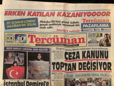 Tercüman Gazetesi 28 Nisan 1986 - Ceza Kanunu Toptan Değişiyor GZ70666 - 2