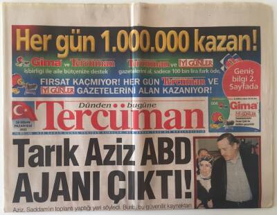 Tercüman Gazetesi 28 Nisan 2003 - Erdoğan Kıbrıs,Barış Adası Olacak GZ11593 - 1