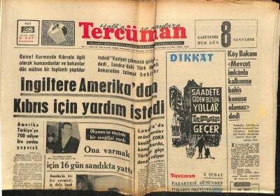 Tercüman Gazetesi 28 Ocak 1964 - İngiltere Amerikadan Kıbrıs İçin Yardım İstedi GZ77504 - 1