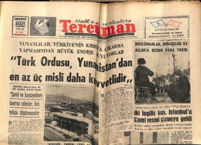 Tercüman Gazetesi 28 Ocak 1967 - Türk Ordusu Yunanistandan Üç Misli Daha Güçlüdür GZ54175 - 1
