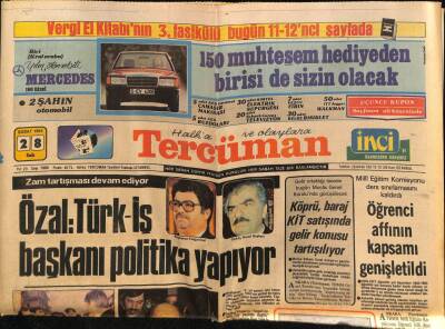 Tercüman Gazetesi 28 Şubat 1984 - Özal Türk - İş Başkanı Politika Yapıyor GZ69925 - 1