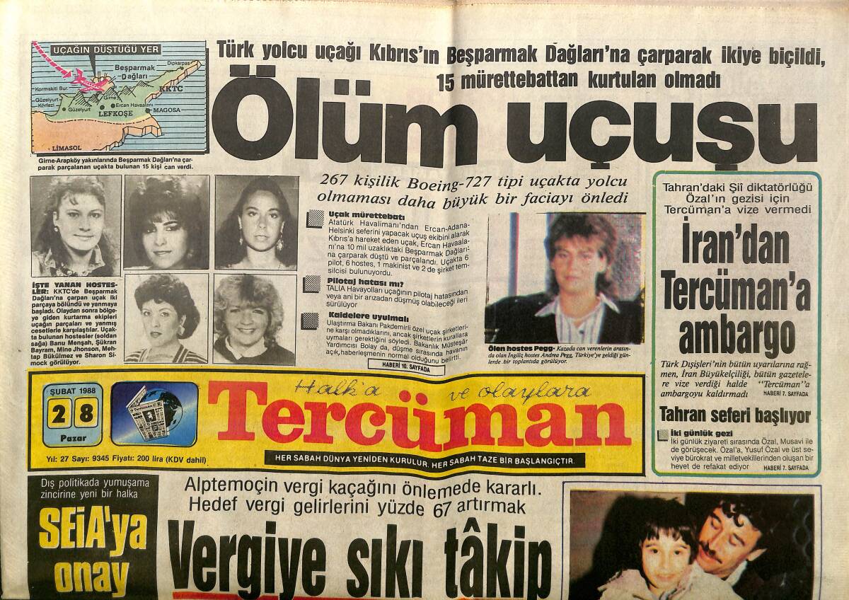 Tercüman Gazetesi 28 Şubat 1988 - Semra Özal Sigarayı Bıraktı - Samime Sanay 1 Yıldır Boykotlu GZ150202 - 1