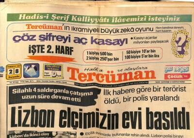 Tercüman Gazetesi 28 Temmuz 1983 - Lizbon Elçimizin Evi Basıldı GZ54494 - 1