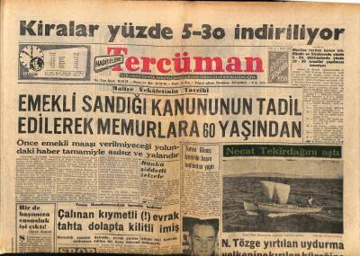 Tercüman Gazetesi 29 Ağustos 1956 - Emekli Sandığı Kanununun Tadil Edilerek Memurlara 60 Yaşında GZ54442 - 1
