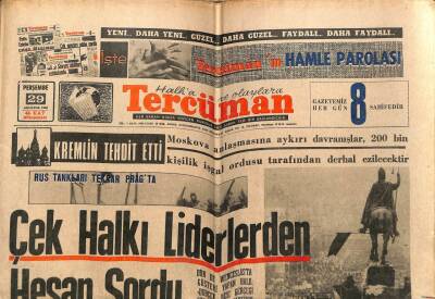 Tercüman Gazetesi 29 Ağustos 1968 - Çek Halkı Liderlerden Hesap Sordu GZ53957 - 1