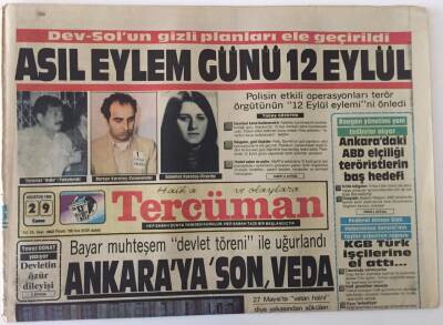 Tercüman Gazetesi 29 Ağustos 1986 - Bayar Muhteşem Devlet Töreni İle Uğurlandı Ankaraya Sen Veda GZ25117 - 1