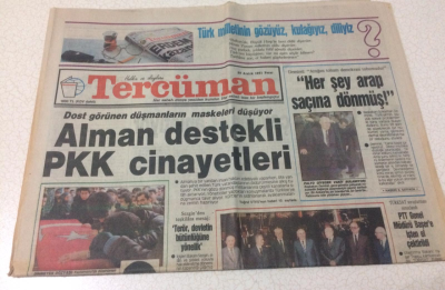 Tercüman Gazetesi 29 Aralık 1991 - Alman Destekli PKK Cinayetleri - GZ15224 - 1