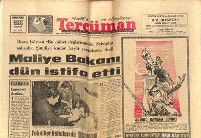 Tercüman Gazetesi 29 Ekim 1966 -Maliye Bakanı İstifa Etti GZ54353 - 1