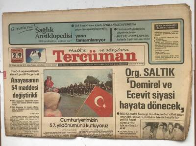 Tercüman Gazetesi 29 Ekim 1980 - Cumhuriyetimizin 57. Yıldönümünü Kutuyoruz GZ8252 - 1