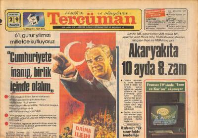 Tercüman Gazetesi 29 Ekim 1984 - Arıkan , Yürüyüşlü Basın Toplantısı Düzenledi - Akaryakıta 10 Ayda 8. Zam GZ127084 - 1