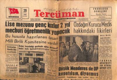 Tercüman Gazetesi 29 Eylül 1960 - Düşük Menderesde DP Kapatılsın Diyormuş GZ55282 - 1