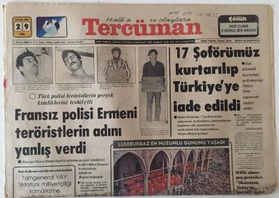 Tercüman Gazetesi 29 Eylül 1981 - Fransız Polisi Ermeni Teröristlerin Adını Yanlış Verdi GZ25134 - 1