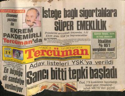 Tercüman Gazetesi 29 Eylül 1987 - Ses Sanatçısı Sevim Deran Öldü GZ91015 - 1