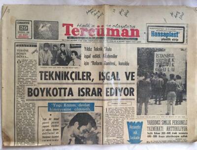 Tercüman Gazetesi 29 Haziran 1968 -Teknikçiler ,İşgal Ve Boykotta Israr Ediyorlar GZ6340 - 1