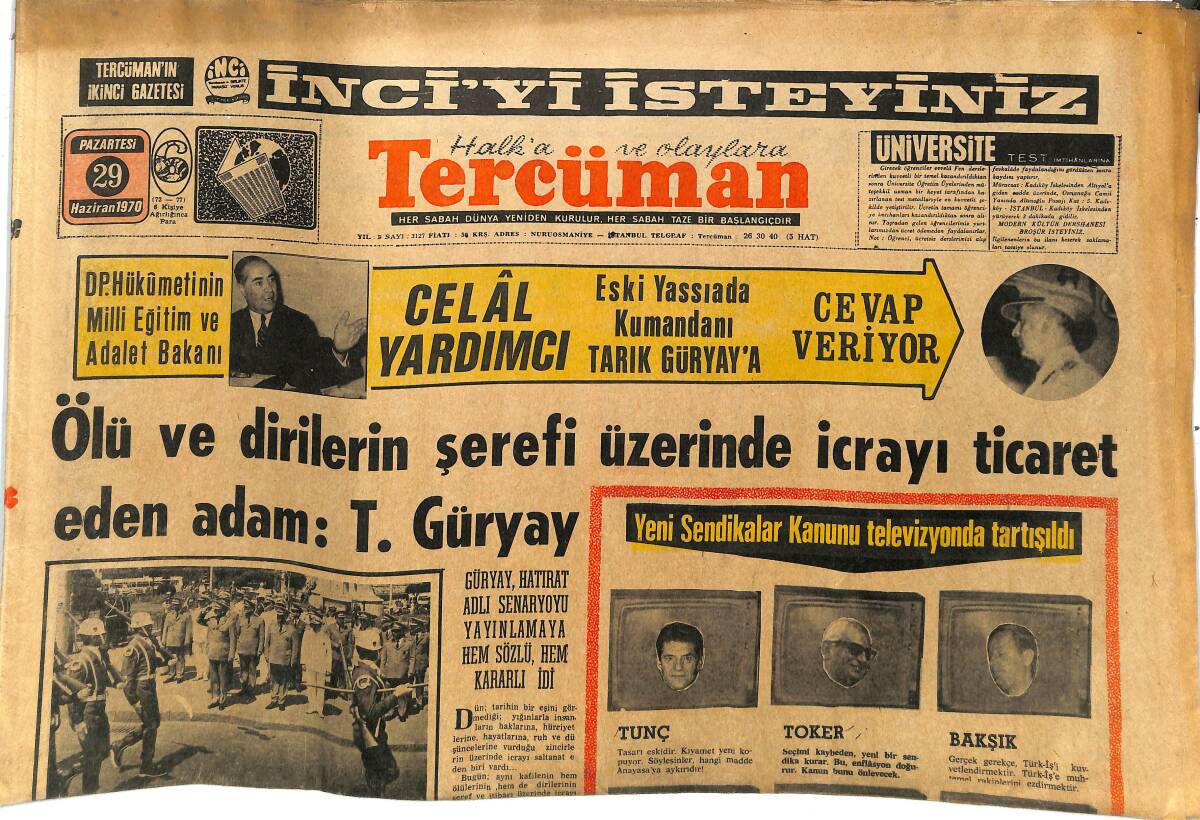 Tercüman Gazetesi 29 Haziran 1970 - Kaleci Yüksel'in Jübilesi 5 Temmuz'da - Ahmet Ayık'a Bugün Bir Jübile Yapılacak GZ144953 - 1