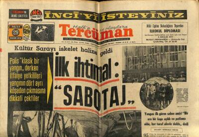 Tercüman Gazetesi 29 Kasım 1970 - Kültür Sarayı İskelet Haline Geldi İlk İhtimal Sabotaj GZ54695 - 1
