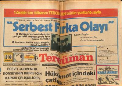 Tercüman Gazetesi 29 Kasım 1978 - Güvenlik Konseyi Kıbrısta Çözüm İçin 6 Aylık Süreyi Kabul Etti, Türkiye Karar Bizi Bağlamaz Dedi GZ54048 - 1
