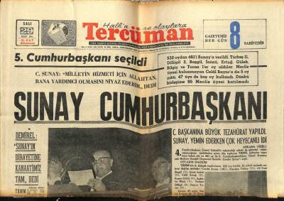 Tercüman Gazetesi 29 Mart 1966 - Sunay Cumhurbaşkanı GZ54772 - 1
