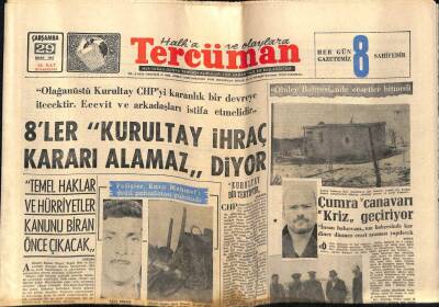 Tercüman Gazetesi 29 Mart 1967 - 8ler Kurultay İhraç Kararı Alamaz Diyor GZ54199 - 1
