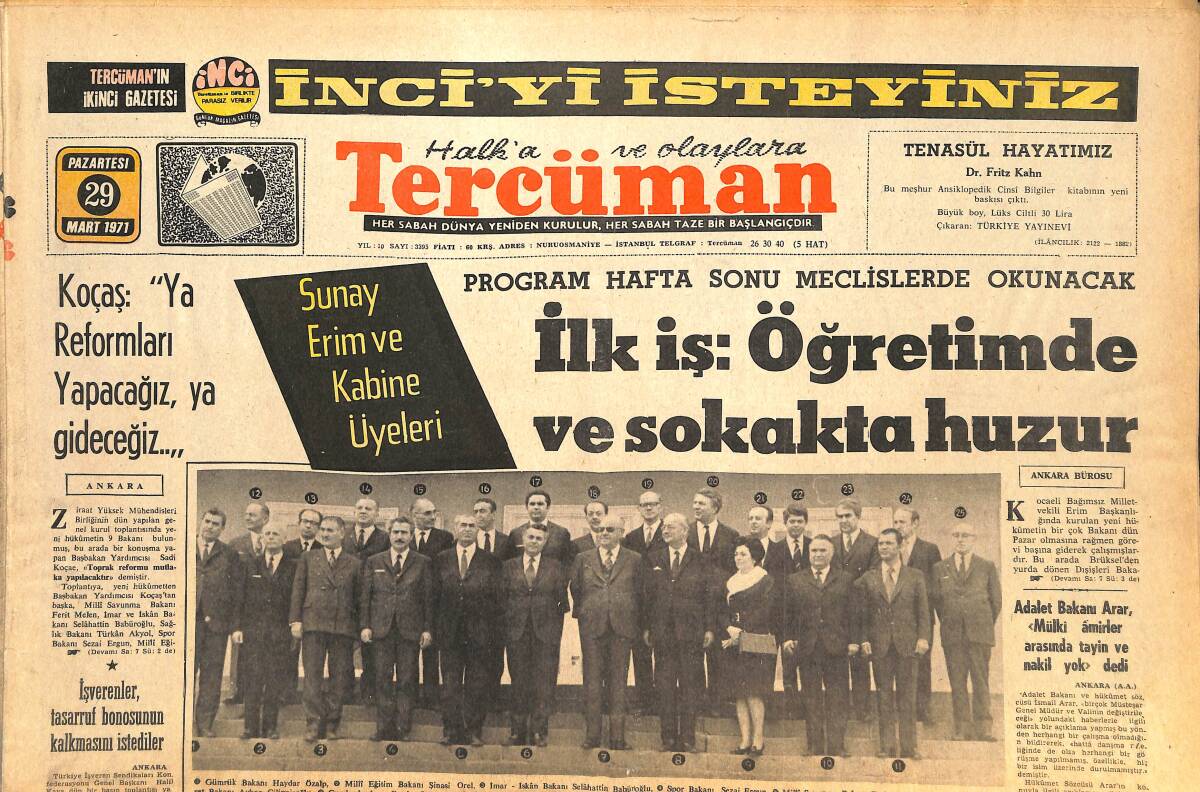 Tercüman Gazetesi 29 Mart 1971 - Pakistan'da Ordu Hakim - Deniz Gezmiş Hücresinden Sonra İkinci Hücre Olduğu İleri Sürüldü GZ144599 - 1